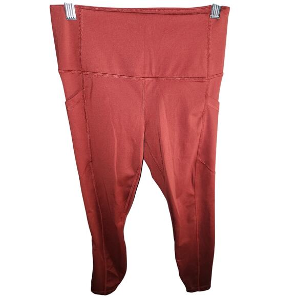 Yogalicious Lux Red Cropped Leggings Size Pockets‎ Size Small - Picture 1 of 8